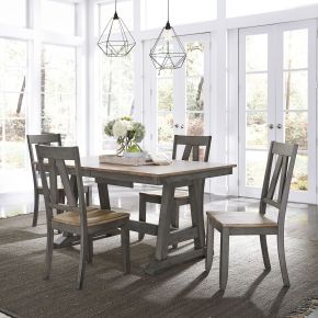 Liberty Furniture 62-CD-5TRS Liberty Furniture 62-CD-5TRS Lindsey Farm - 5 Piece Trestle Table Set - Gray & Sandstone