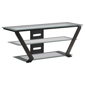 CoasterEssence 701370 Donlyn - 2-Tier Metal TV Stand With Glass Shelves - Black