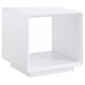 Coaster Fine Furniture 710767 Paseo - Square End Side Table - White High Gloss