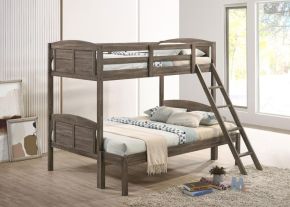 Coaster Fine Furniture 400809-SM Flynn - Wood Twin Over Full Bunk Bed With Mattress - Weathered Brown