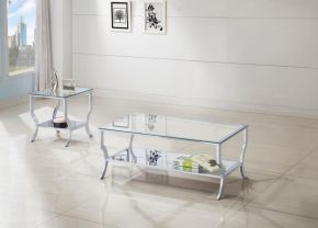 Coaster Fine Furniture 720338-S2 Saide - 2 Piece Glass Top Coffee And End Table Set - Chrome
