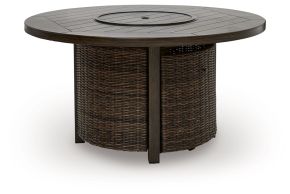 Signature Design by Ashley® PCP760-776 Monterey Point - Round Fire Pit Table - Dark Brown