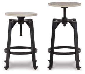 Signature Design by Ashley® D336-024 Karisslyn - Whitewash / Black - Swivel Stool (Set of 2)