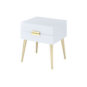 ACME 84496 Denvor - End Table - White & Gold