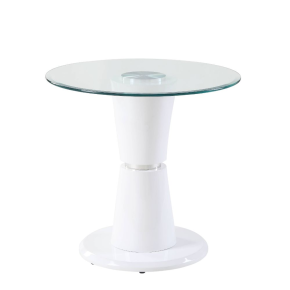 ACME 84937 Kavi - End Table - Clear Glass & White High Gloss