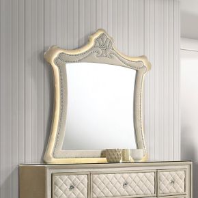 ACME BD02337 Lucienne - Mirror With LED - Beige Velvet