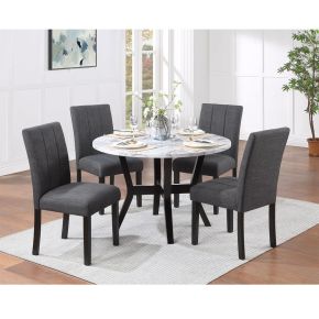 ACME DN02014 Kusa - 5 Piece Pack Dining Set With Engineering Stone Top - Black