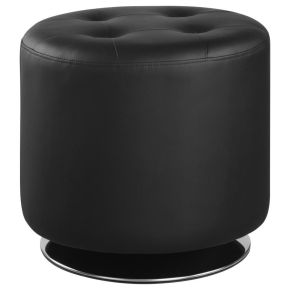 CoasterEveryday 500556 Bowman - Round Upholstered Tufted Swivel Ottoman - Black