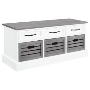 CoasterEssence 501196 Alma - 3-Drawer Storage Bench - White And Weathered Gray