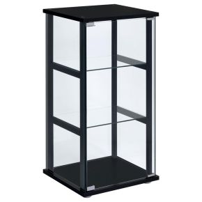 CoasterEveryday 950179 Cyclamen - 3-Shelf Clear Glass Curio Display Cabinet - Black