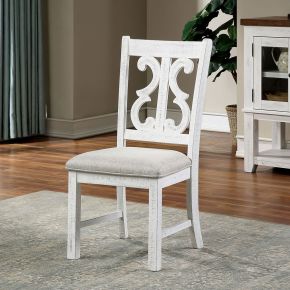 Furniture of America CM3417SC-2PK Auletta - Side Chair (Set of 2) - Distressed White / Gray