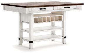 Signature Design by Ashley® D546-32 Valebeck - White / Brown - Rect Dining Room Counter Table With Wine Rack