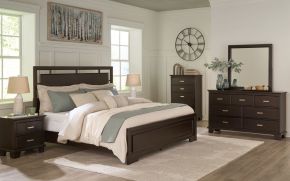 Signature Design by Ashley® B441/31/36/46/82/97 Covetown - Dark Brown - 5 Pc. - Dresser, Mirror, Chest, King Panel Bed