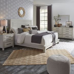 Liberty Furniture 406W-BR-KPLDMN Modern Farmhouse - 4 Piece Bedroom Set (King Platform Bed, Dresser & Mirror, Nightstand) - White