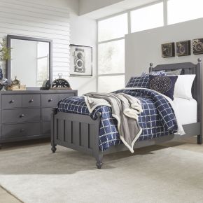 Liberty Furniture 423-YBR-FPBDM Cottage View - 3 Piece Bedroom Set (Full Panel Bed, Dresser & Mirror) - Dark Gray