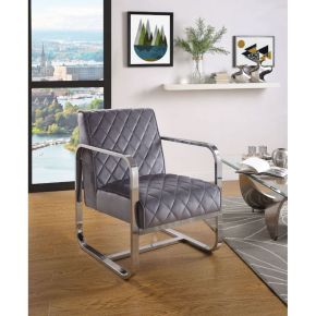 ACME 59812 Tasmine - Accent Chair - Gray Velvet & Chrome