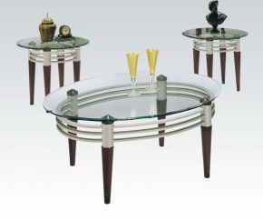 ACME 08137_KIT Marseille - Coffee Table - Cherry, Silver & Clear Glass
