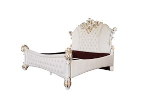 ACME BD01335EK ACME BD01335EK Vendome - Eastern King Bed - Two Tone Ivory Fabric & Antique Pearl