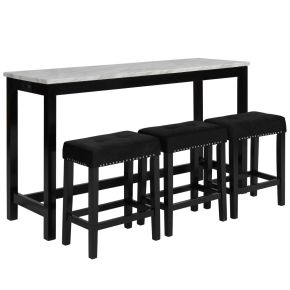New Classic D400-B3S-BLK New Classic D400-B3S-BLK Celeste - 4 Piece Dining Set (Theater Bar Table & 3 Stools) - Black