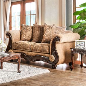 Furniture of America SM6407-LV Nicanor - Loveseat - Tan / Gold