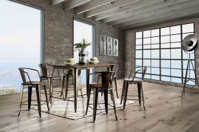 Furniture of America CM3529PT Cooper - Counter Height Table - Dark Bronze / Dark Oak