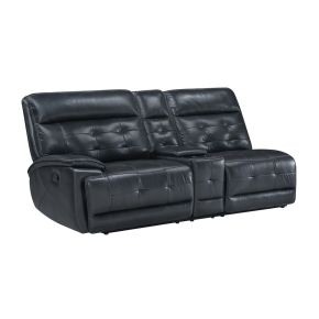 New Classic U2586-L25-BLK Warner - LAF Console Loveseat With 2 Recliners - Black