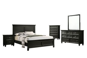 New Classic 02-044B-15C Tamarack - 6/6 King 5 Piece Bedroom Set (Bed, Dresser, Mirror, Nightstand, Chest) - Black