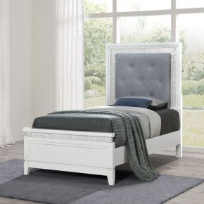 Liberty Furniture 781-YBR-TUB Reflections - Twin Upholstered Bed - Pearl White & Rhinestone
