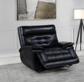 Coaster Fine Furniture 609613PP Hewitt - Leather Upholstered Dual Power Recliner Chair - Black