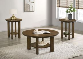 Coaster Fine Furniture 706308-S3 Ottowa - 3 Piece Round Wood Coffee Table Set - Brown