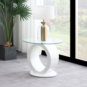 ACME LV03186 Larry - End Table - Glass Top, White High Gloss Finish