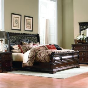 Liberty Furniture 575-BR-KCSDMCN Arbor Place - 5 Piece Bedroom Set (California King Sleigh Bed, Dresser & Mirror, Chest, Nightstand) - Dark Brown