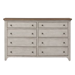 Liberty Furniture 652-BR31 Farmhouse Reimagined - 8 Drawer Dresser - Antique White / Chestnut Tops