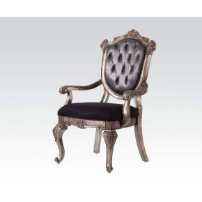 ACME 60543 Chantelle - Arm Chair (Set of 2) - Silver Gray Silk-Like Fabric & Antique Platinum