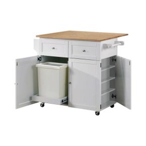CoasterEssence 900558 Jalen - 3 Door Mobile Kitchen Cart - Natural Brown And White