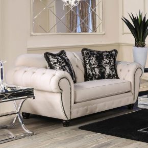 Furniture of America SM2292-LV Gilda - Loveseat - Beige / Black