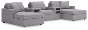 Signature Design by Ashley® 92104S47 Modmax - 5-Piece Sectional With Chaise And Audio System Console - Granite