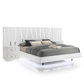 New Classic 00-1840-200NS New Classic 00-1840-200NS Europa - 6/0 California King Bed With 2 Nightstands & Panels - White