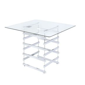 ACME 72590 Nadie - Counter Height Table - Clear Glass Top & Black