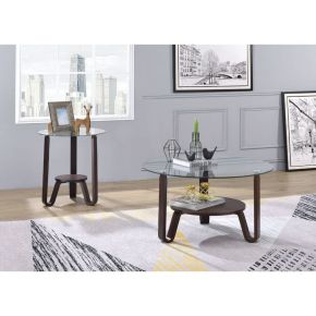 ACME 81107 Darby - End Table - Dark Walnut & Clear Glass