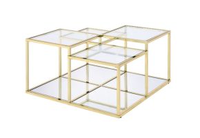 ACME 83470 Uchenna - Coffee Table - Clear Glass & Gold Finish