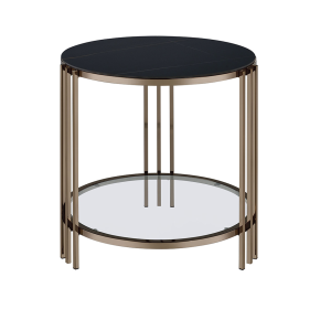 ACME LV02816 Zaidee - End Table - Sintered Stone & Champagne
