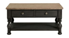 Riverside Furniture 32302 Barrington - 2 Tone Rectangular Coffee Table - Antique Oak / Matte Black