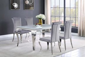 CoasterElevations 115091-S5G Carone - 5 Piece Rectangular Glass Dining Set - White / Gray