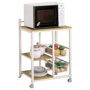 CoasterEveryday 2506 Kelvin - 2-Shelf Mobile Kitchen Cart - Natural Brown And White