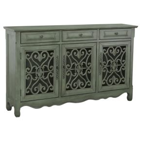 CoasterEssence 950357 Madeline - 3-Drawer Scrollwork Accent Cabinet - Antique Green