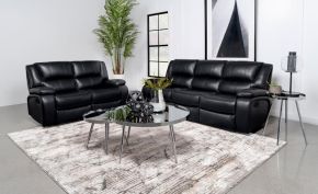 Coaster Fine Furniture 610244-S2 Camila - 2 Piece Upholstered Motion Reclining Sofa Set - Black
