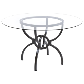 Coaster Fine Furniture 108291BG Aviano - Round Glass Top Metal Dining Table - Gunmetal