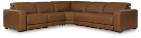 Signature Design by Ashley® PCU10700S13 Magic Man - 5-Piece Power Reclining Sectional With Armless Chair With Manual Headrest - Caramel