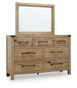Benchcraft® B858B1 Benchcraft® B858B1 Ridgester - Dresser And Mirror - Light Brown